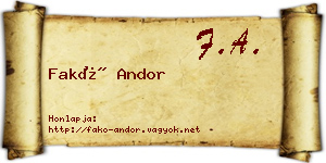 Fakó Andor névjegykártya